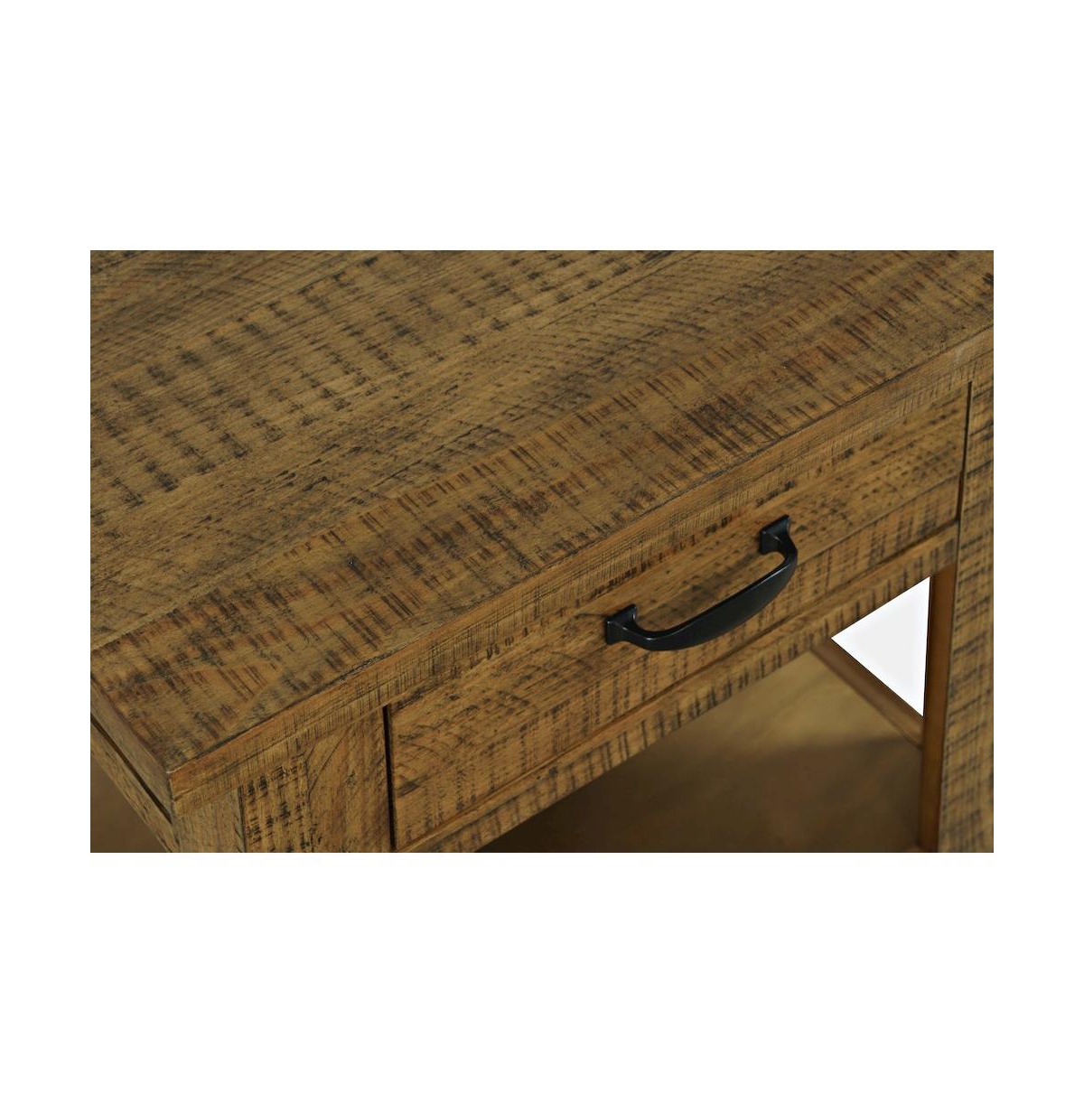 Jofran Telluride Rustic Farmhouse Solid Wood End Table with Storage
