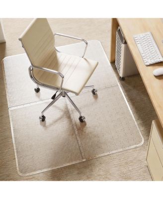 4 Piece Interlocking Office Chair Mat For Low Pile Carpet Smooth Rolling Protection