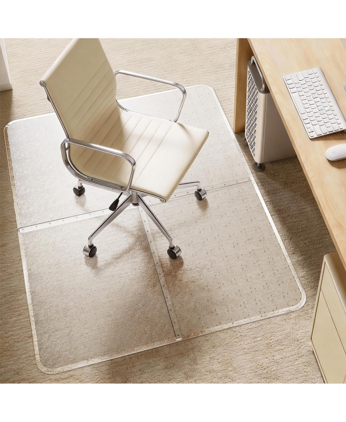 Danrong 4 Piece Interlocking Office Chair Mat For Low Pile Carpet Smooth Rolling Protection