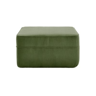 Corduroy Ottoman Green Modular Accent Ottoman with Plush Fabric and Comfortable Seating