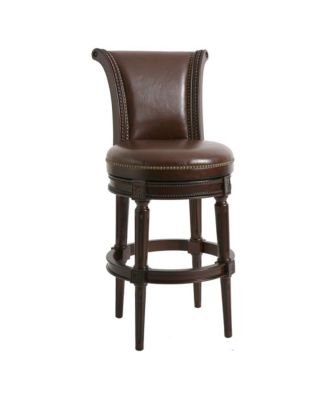 25 Inch Faux Leather and Solid Wood Bar Height Swivel Bar Chair