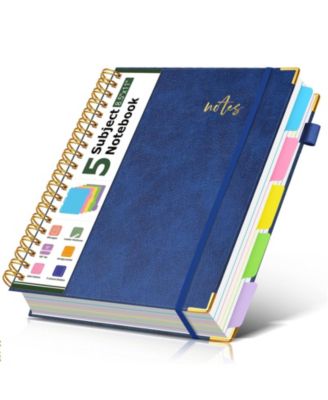 Leather Spiral Notebook 5 Subject Removable Dividers College Ruled 300 Pages