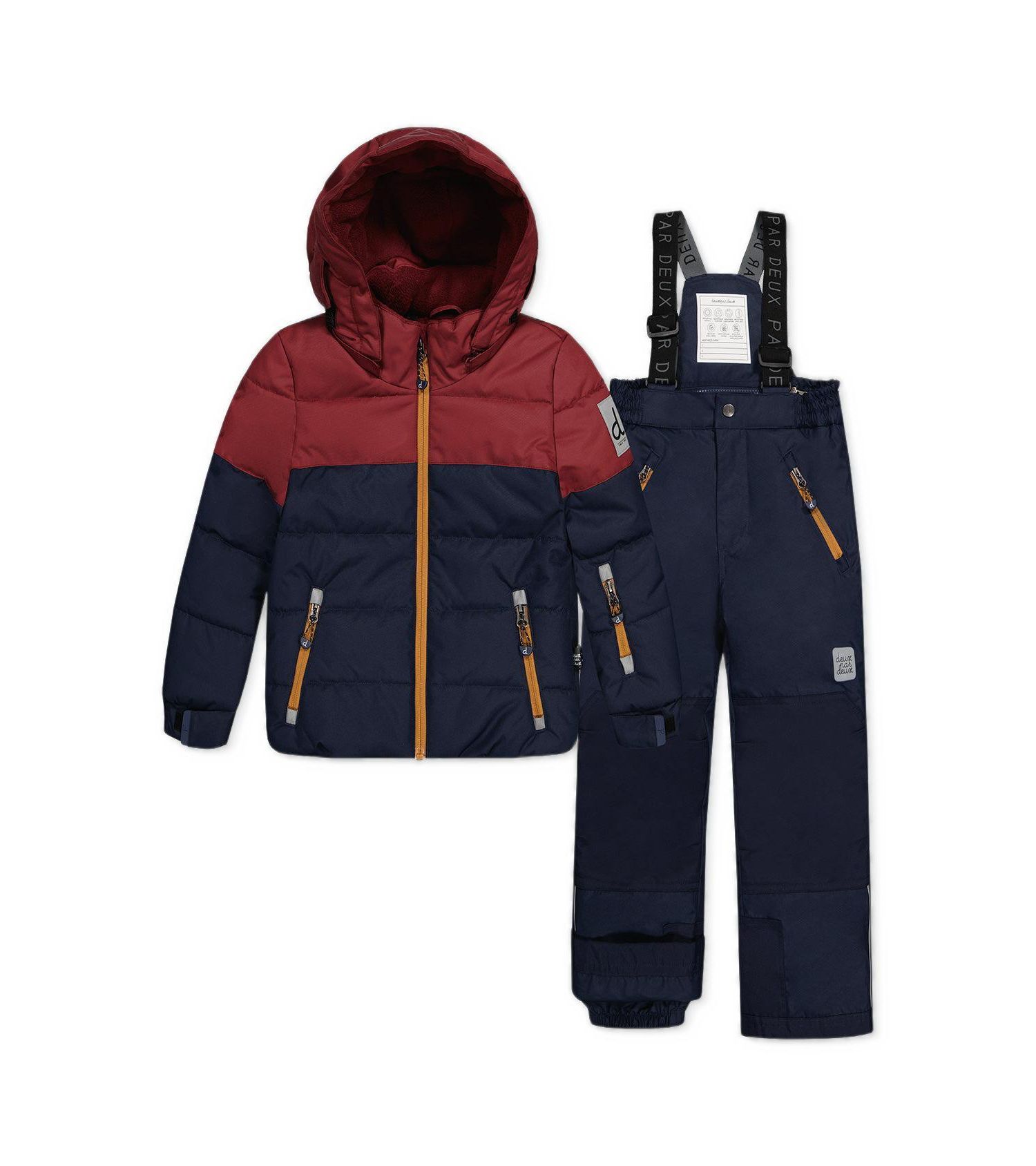Little and Big Boy 6 TO 14 Two Piece Play Snowsuit and Burgundy with Pants