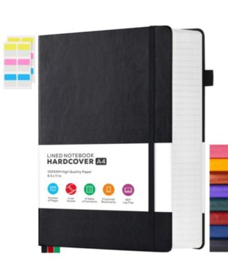 Large Hardcover College Ruled Notebook 320 Pages Faux Leather Journal With Bookmark And Pocket