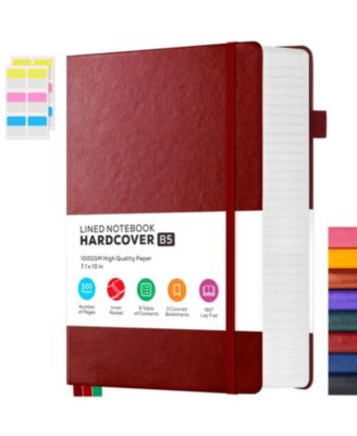 Large Hardcover College Ruled Notebook 320 Pages Faux Leather Journal With Bookmark And Pocket