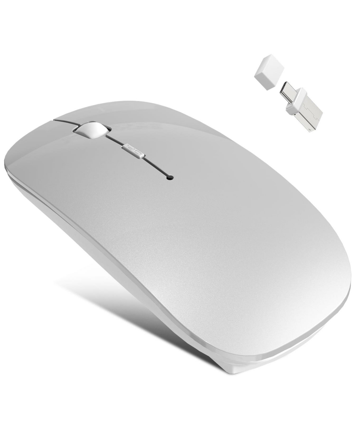 Lofree Rechargeable Dual-Mode Wireless Jiggler Mouse for Laptops, Tablets, iPhones and Desktop Computers - Silver