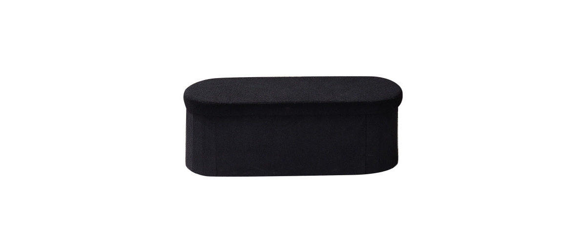 Flynama Foldable Teddy Fleece Oval Storage Ottoman Bench, 660 Lbs Bed End Bench with Divided Storage