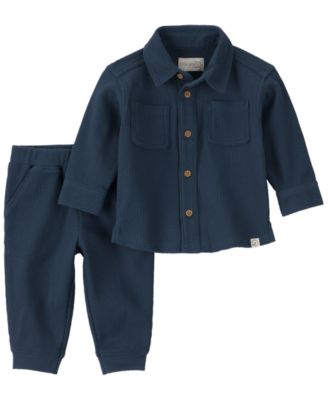 Baby Boys' Waffle-Knit Long-Sleeve Top and Pants, 2-Piece Set
