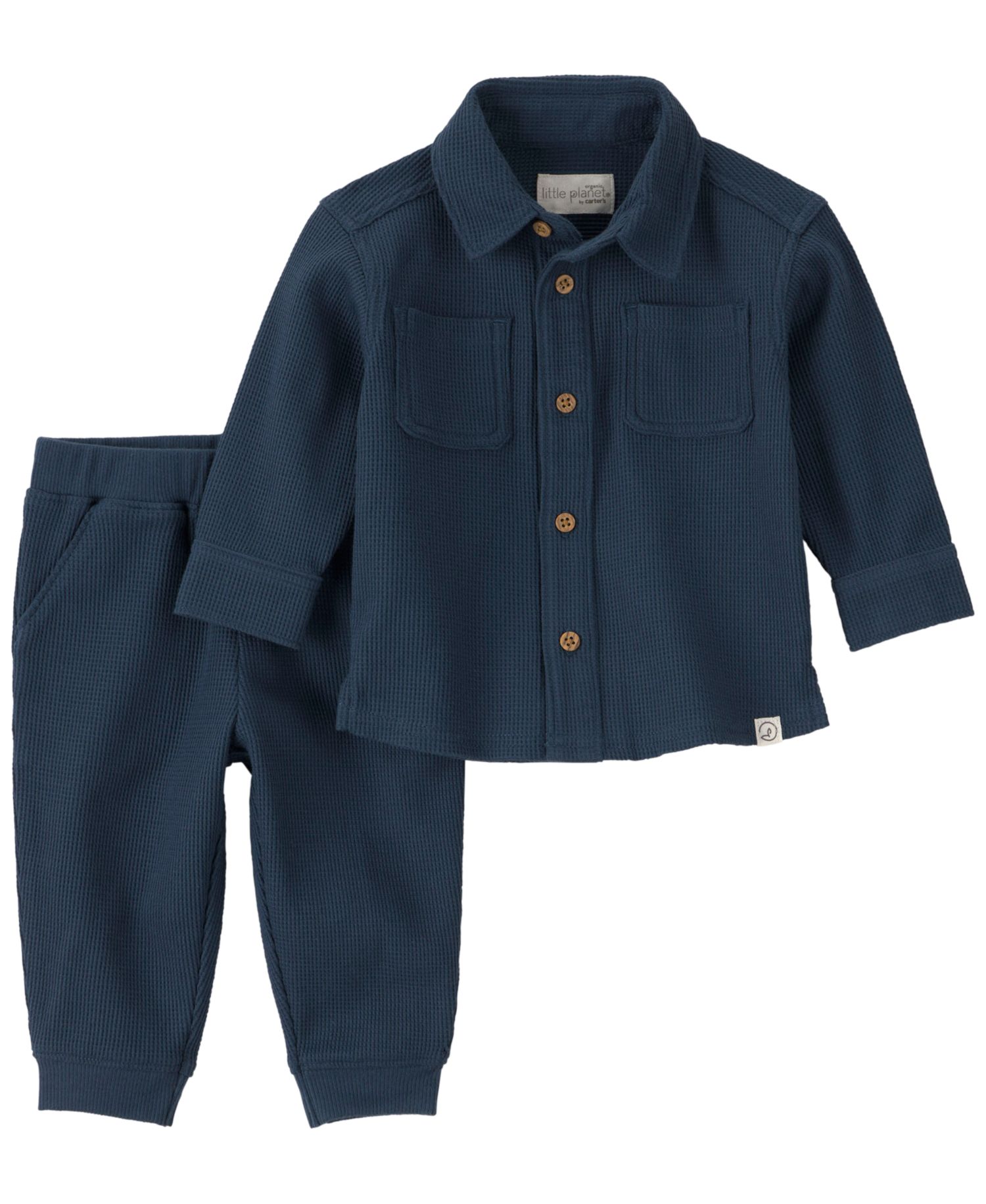 Baby Boys' Waffle-Knit Long-Sleeve Top and Pants, 2-Piece Set