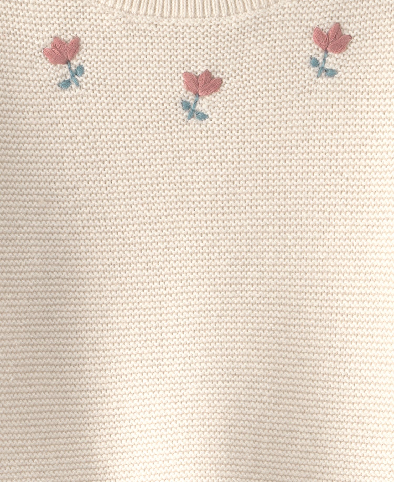 Baby Girls' Sweater Knit Floral-Embroidered Sweater and Pants, 2-Piece Set