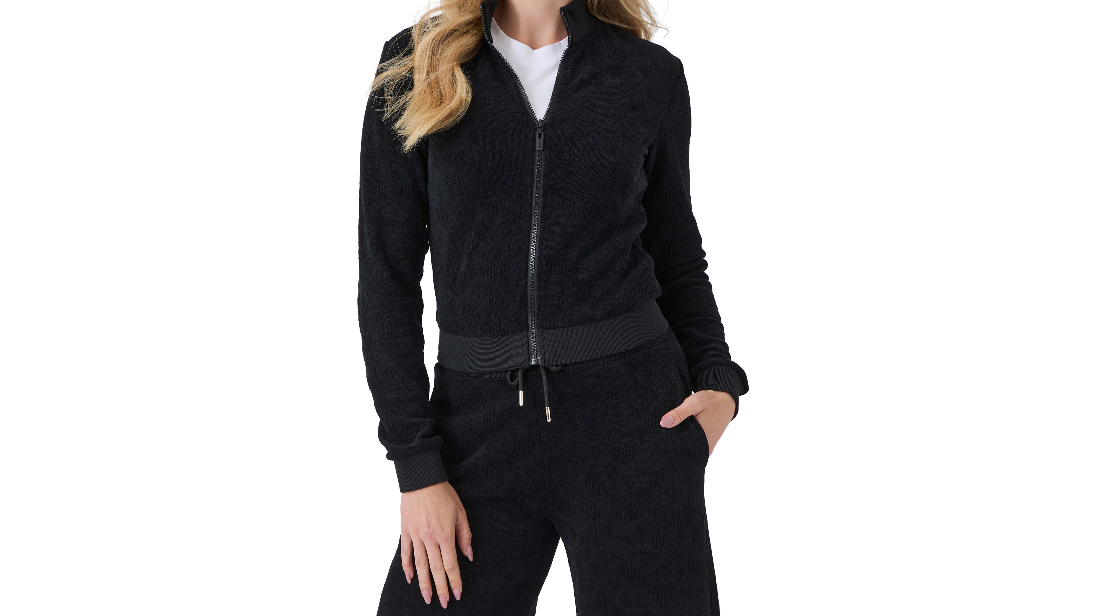 Guess Women's Laudomia Mock Neck Fitted Full Zip Sweatshirt