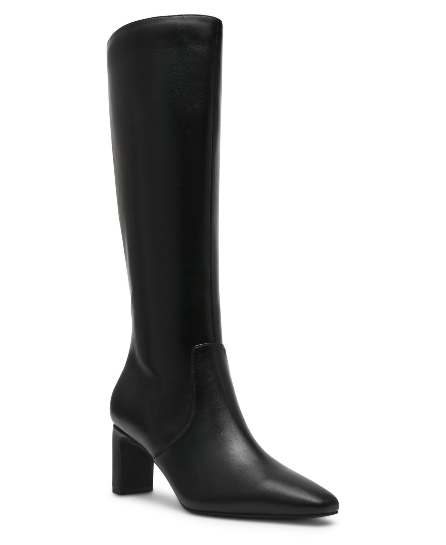 Женские ботинки Anne Klein Corbin Knee-High Square Toe, цвет: Чёрный гладкий — фото 1