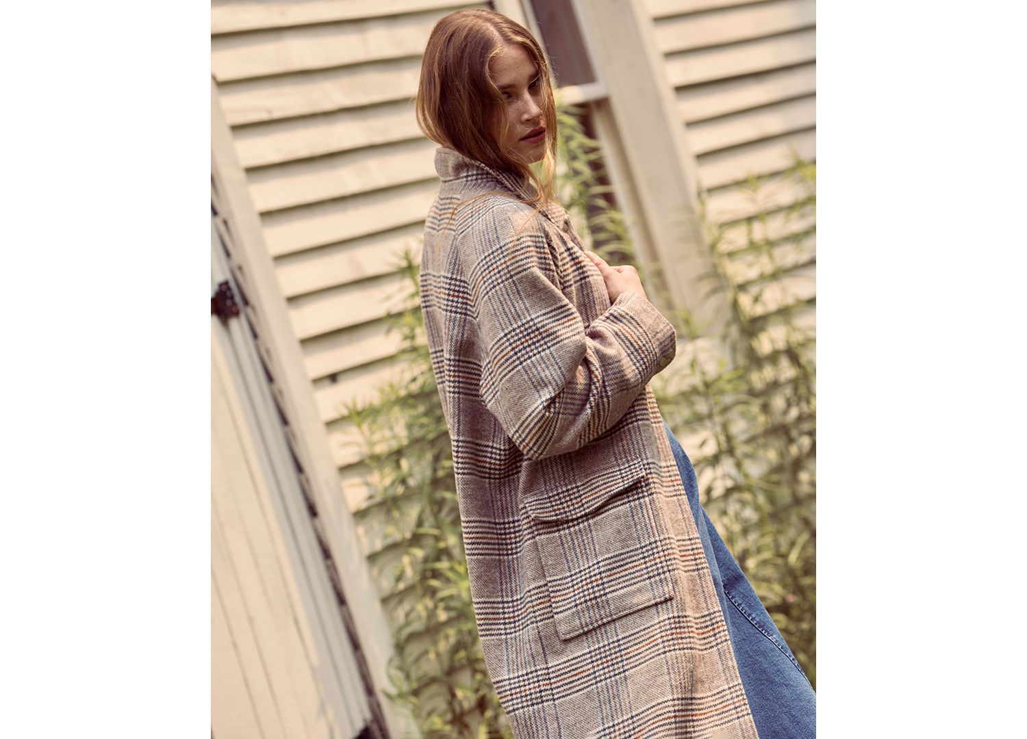 Women's Sutton Tailored Plaid Long Coat