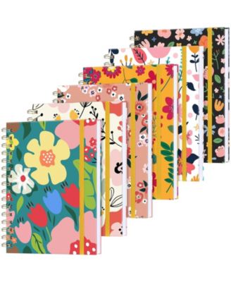 6 Pack Hardcover Spiral Notebooks A5 Journal College Ruled Lined With Pockets 160 Pages For Office School