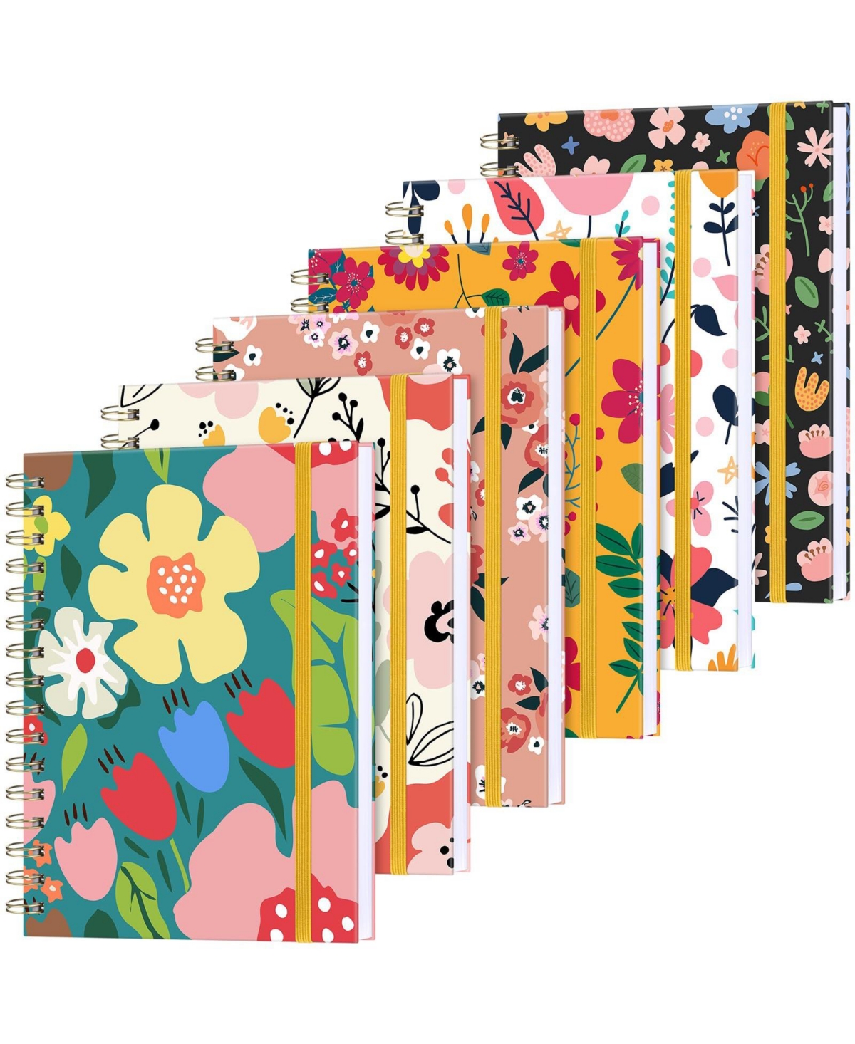 Danrong 6 Pack Hardcover Spiral Notebooks A5 Journal College Ruled Lined With Pockets 160 Pages For Office School