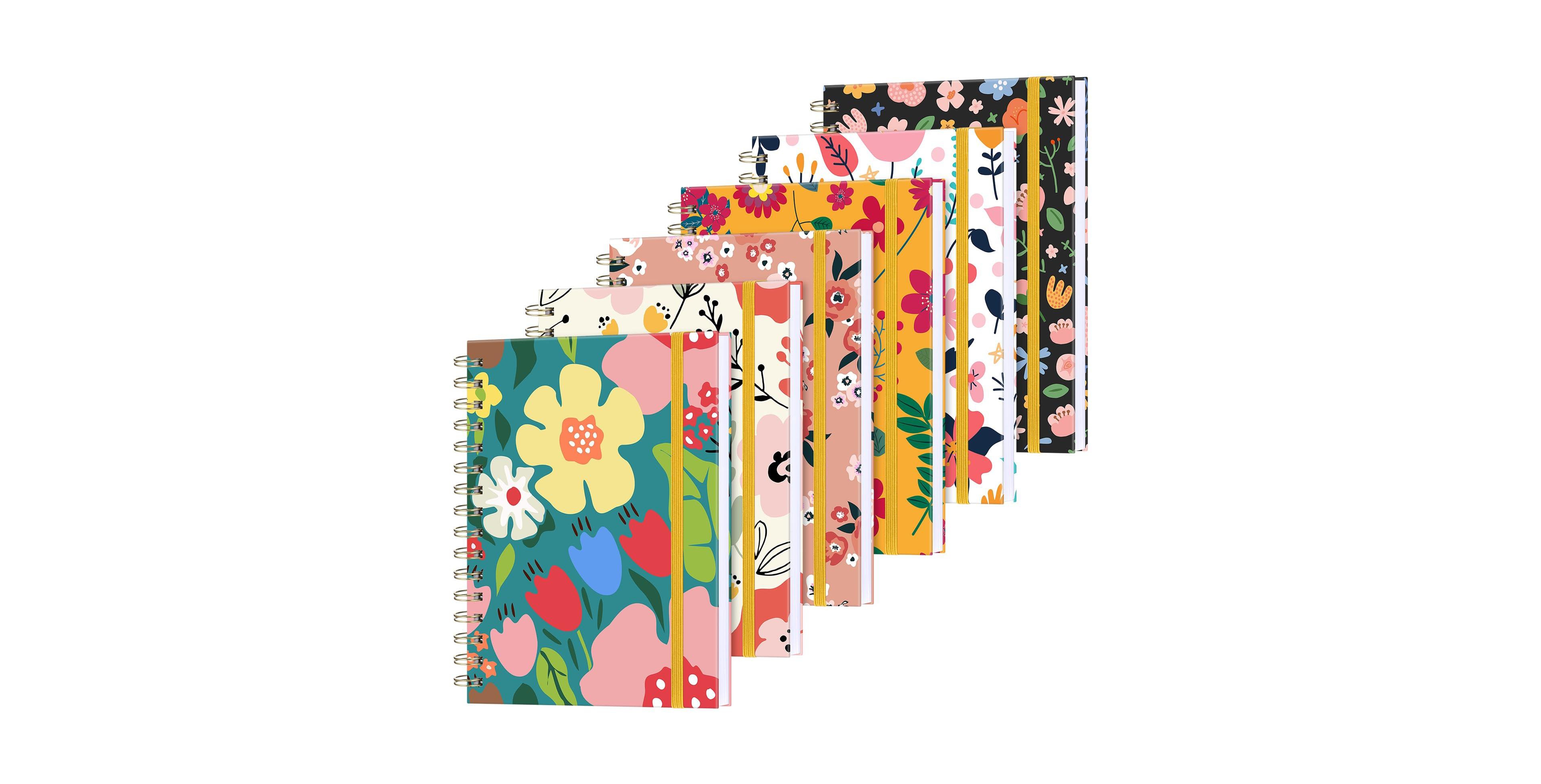 Danrong 6 Pack Hardcover Spiral Notebooks A5 Journal College Ruled Lined With Pockets 160 Pages For Office School
