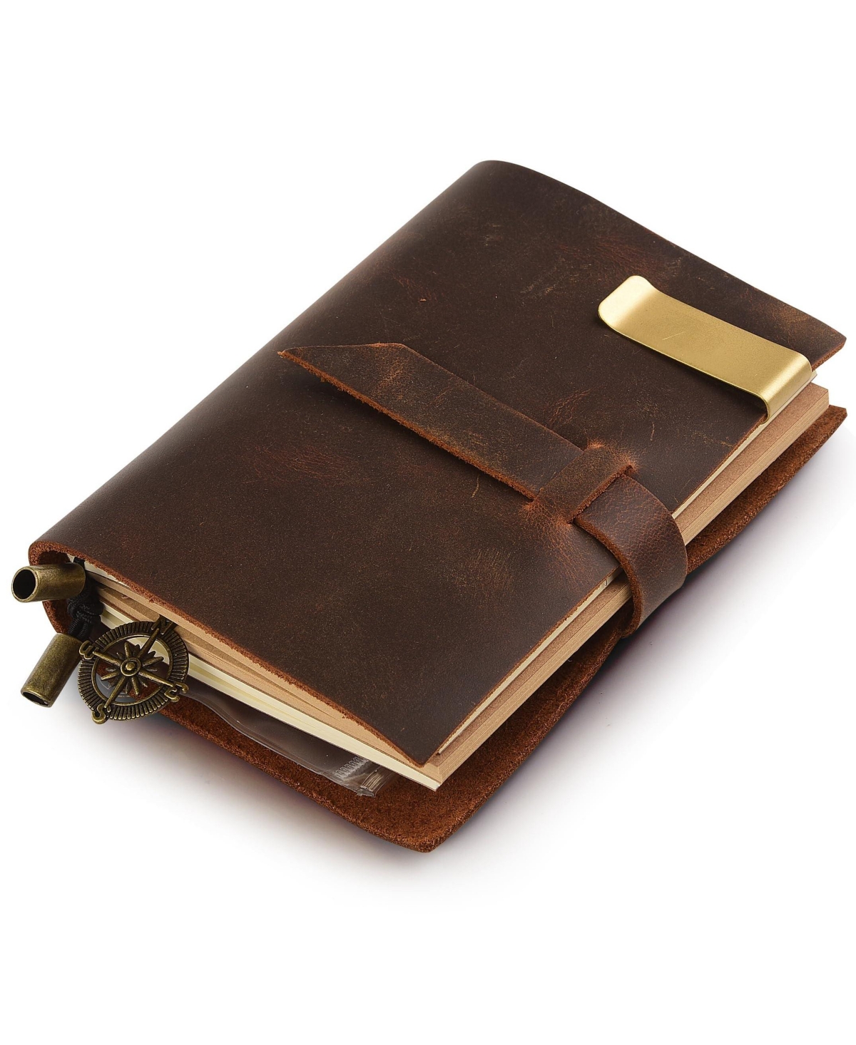 Danrong Genuine Leather Handmade Refillable Pocket Journal Writing Notebook Gift