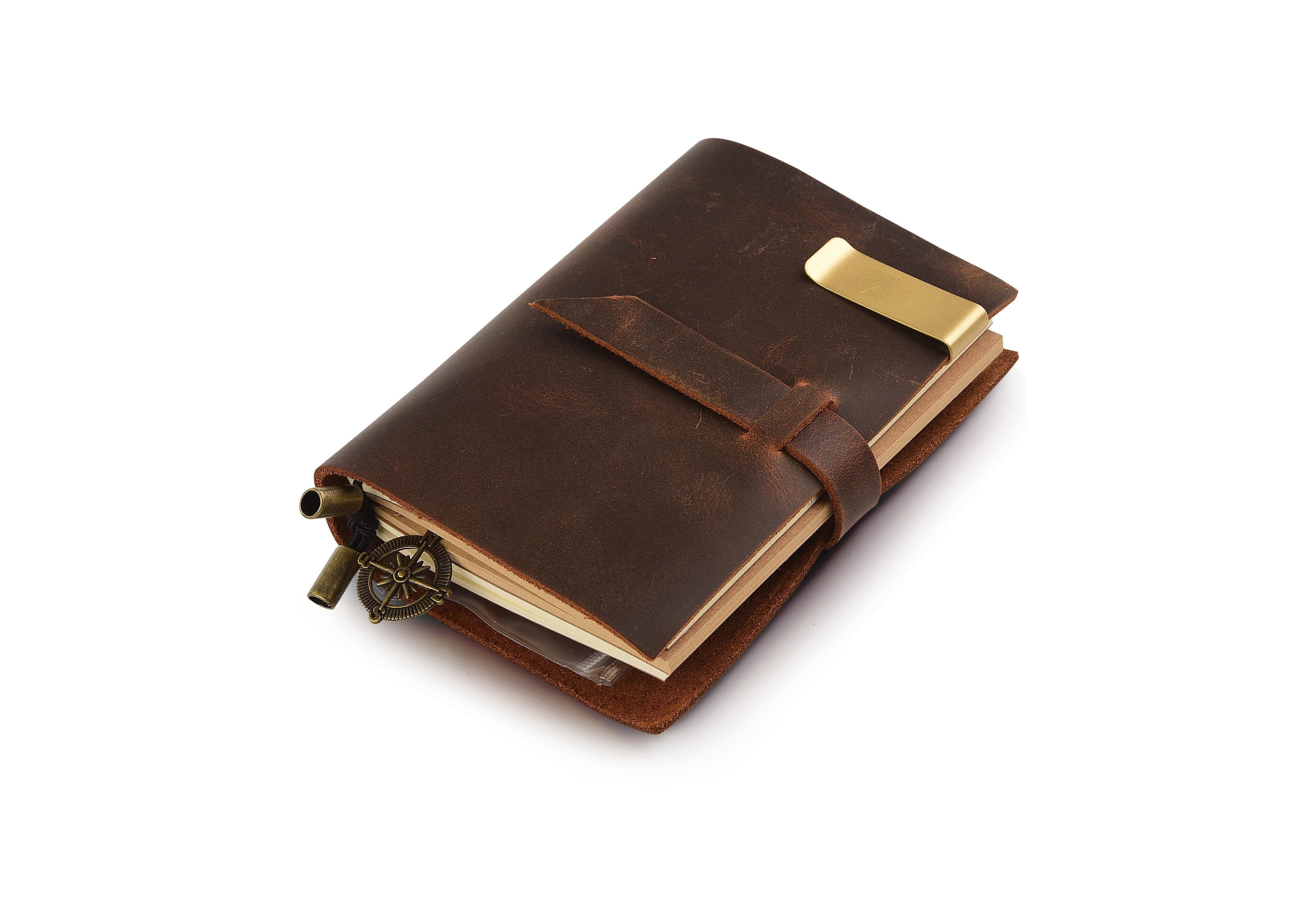 Danrong Genuine Leather Handmade Refillable Pocket Journal Writing Notebook Gift