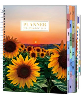 18 Month Daily Weekly Monthly Hardcover Planner With Stickers Tabs For Productivity