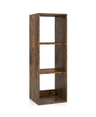 41 Inch 3-Cube Vertical Bookshelf with Back Guardrail