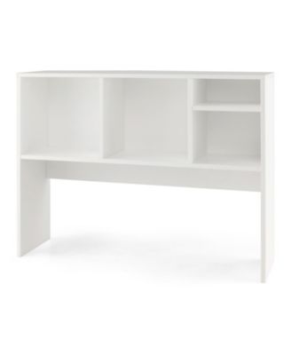 Computer Desktop Bookcase with 4 Cubbies and Open Back Compartment Bookshelf Storage Cabinet