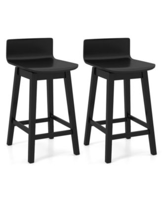 Set of 2 with Low Back and 24.5 Inch Seat Height Wooden Swivel Bar Stools