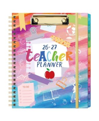 Teacher Planner Weekly Monthly Academic Plan Book With Color Tabs Pocket Clipboard