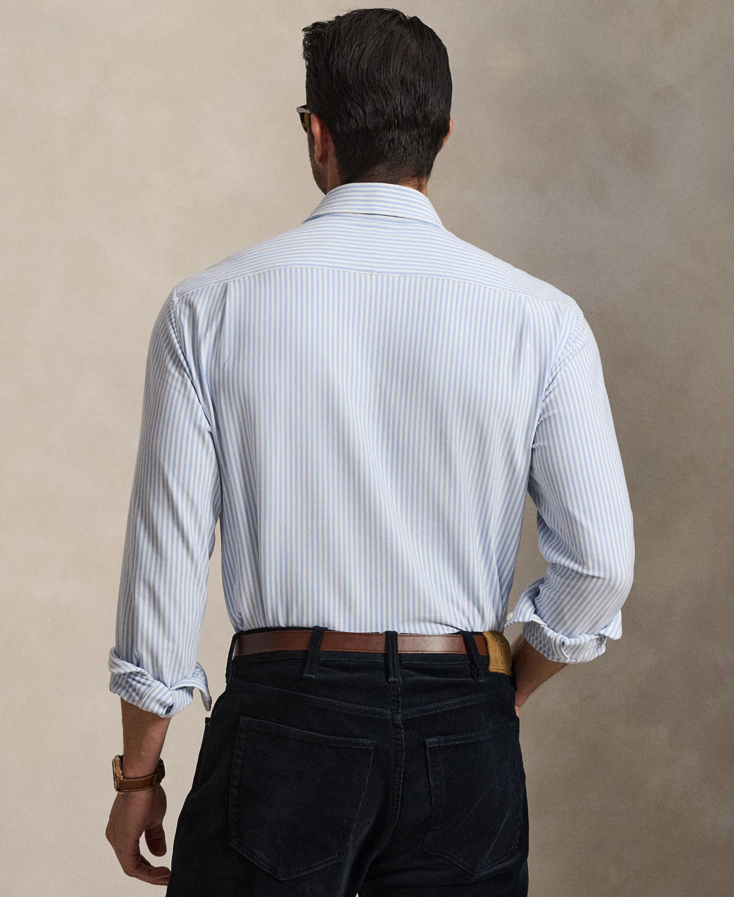 Men's Big & Tall Striped Stretch Knit Oxford Shirt