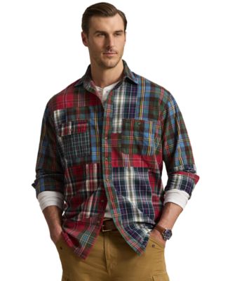 Men's Patchwork Plaid Oxford Workshirt