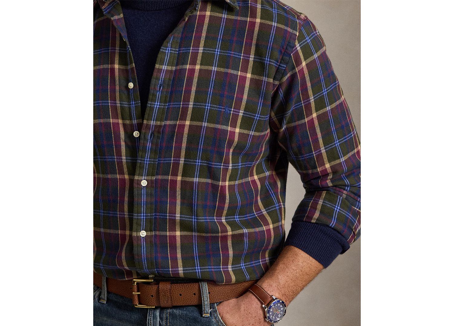 Men's Big & Tall Plaid Brushed Flannel Button-Down Shirt