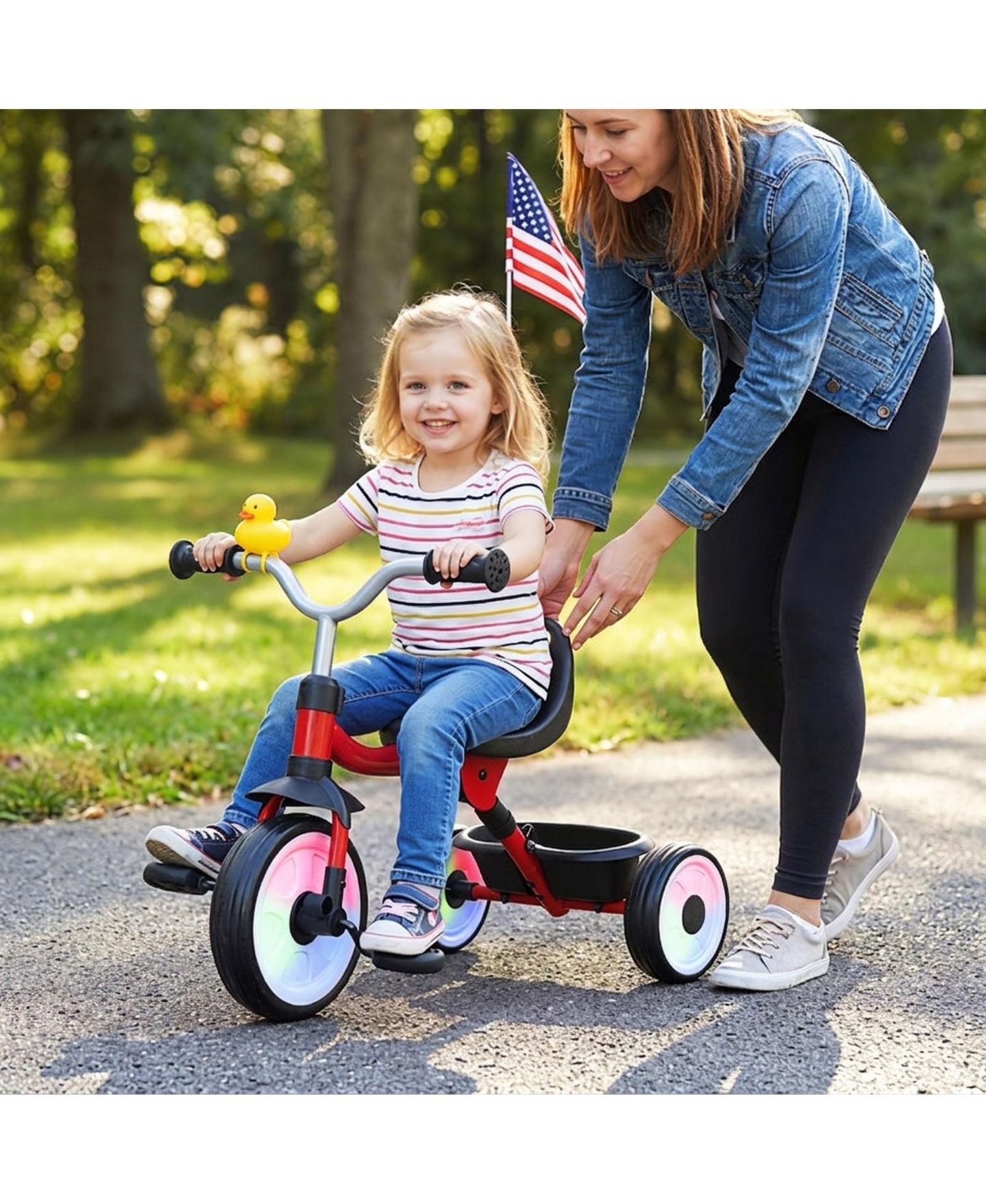 Детская игрушка SUGIFT Convertible Light-Up Tricycle with Adjustable Seat, Ages 1-3, цвет: Красный — фото 2