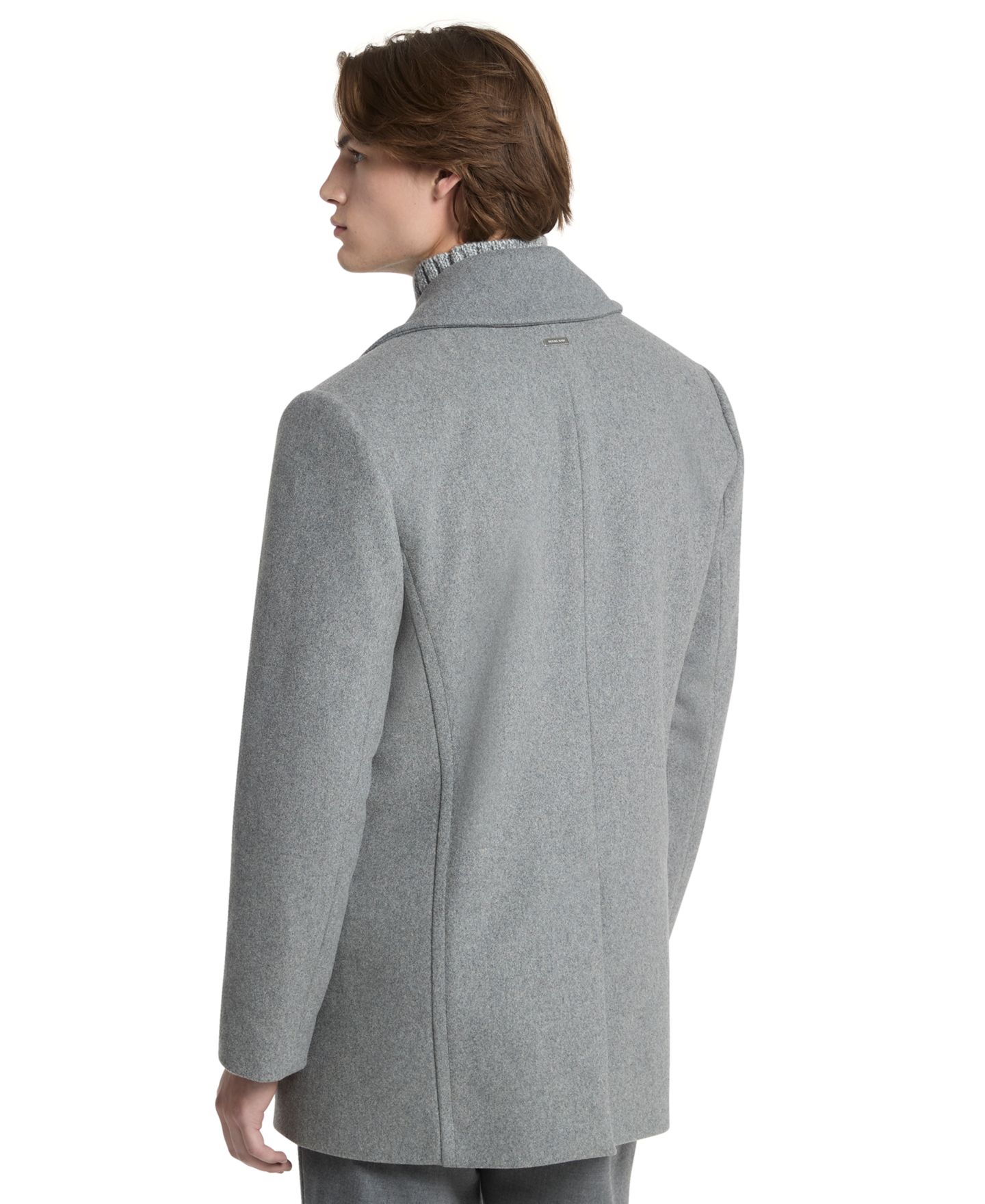 Мужское пальто Michael Kors Double-Breasted Wool-Blend Peacoat, цвет: Пепельный — фото 3