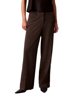 Women's Windowpane High-Rise Wide-Leg Pants