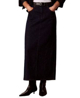 Women's Mid Rise Maxi Denim Skirt