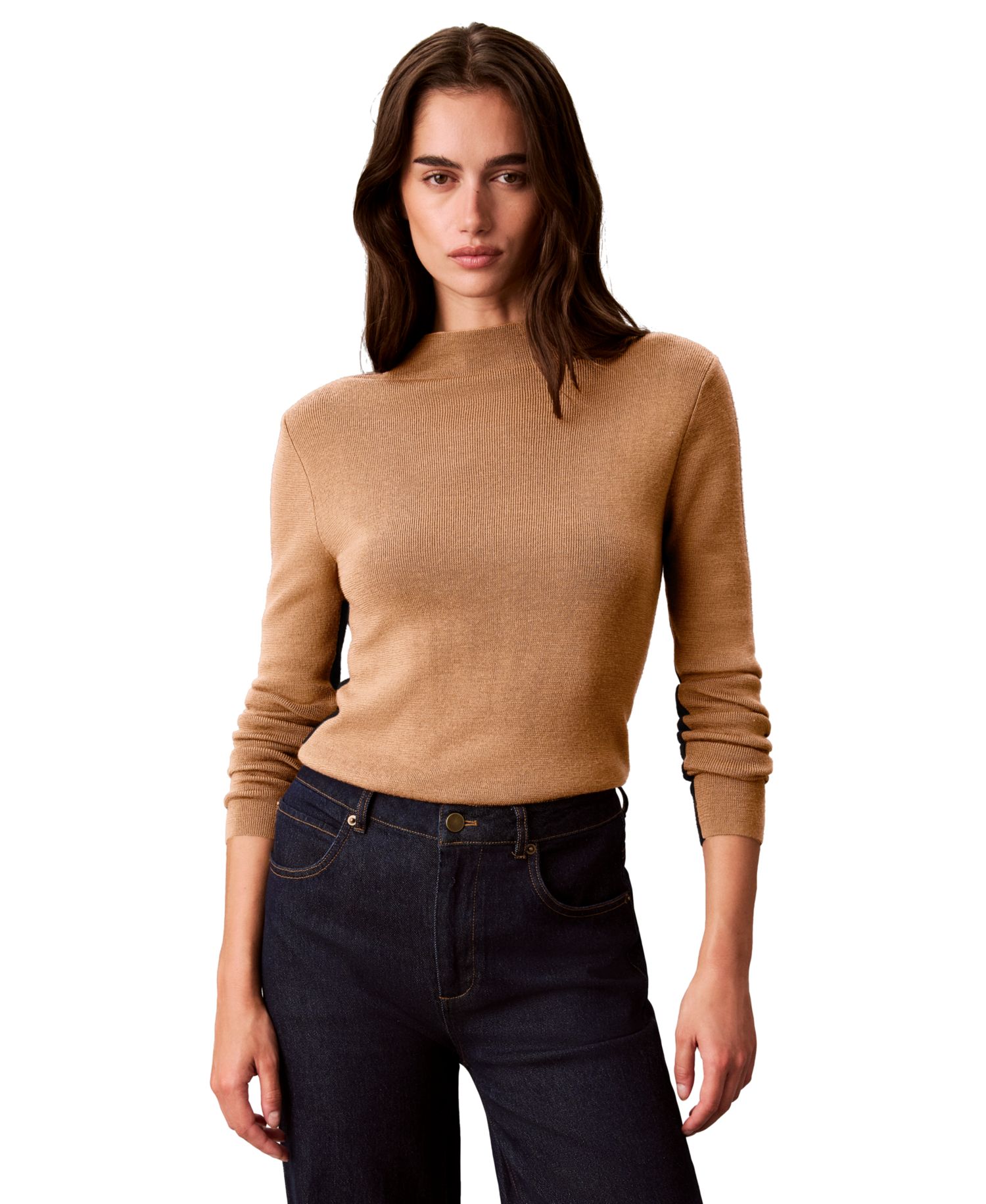 Women's Half and Half Mock Neck Sweater