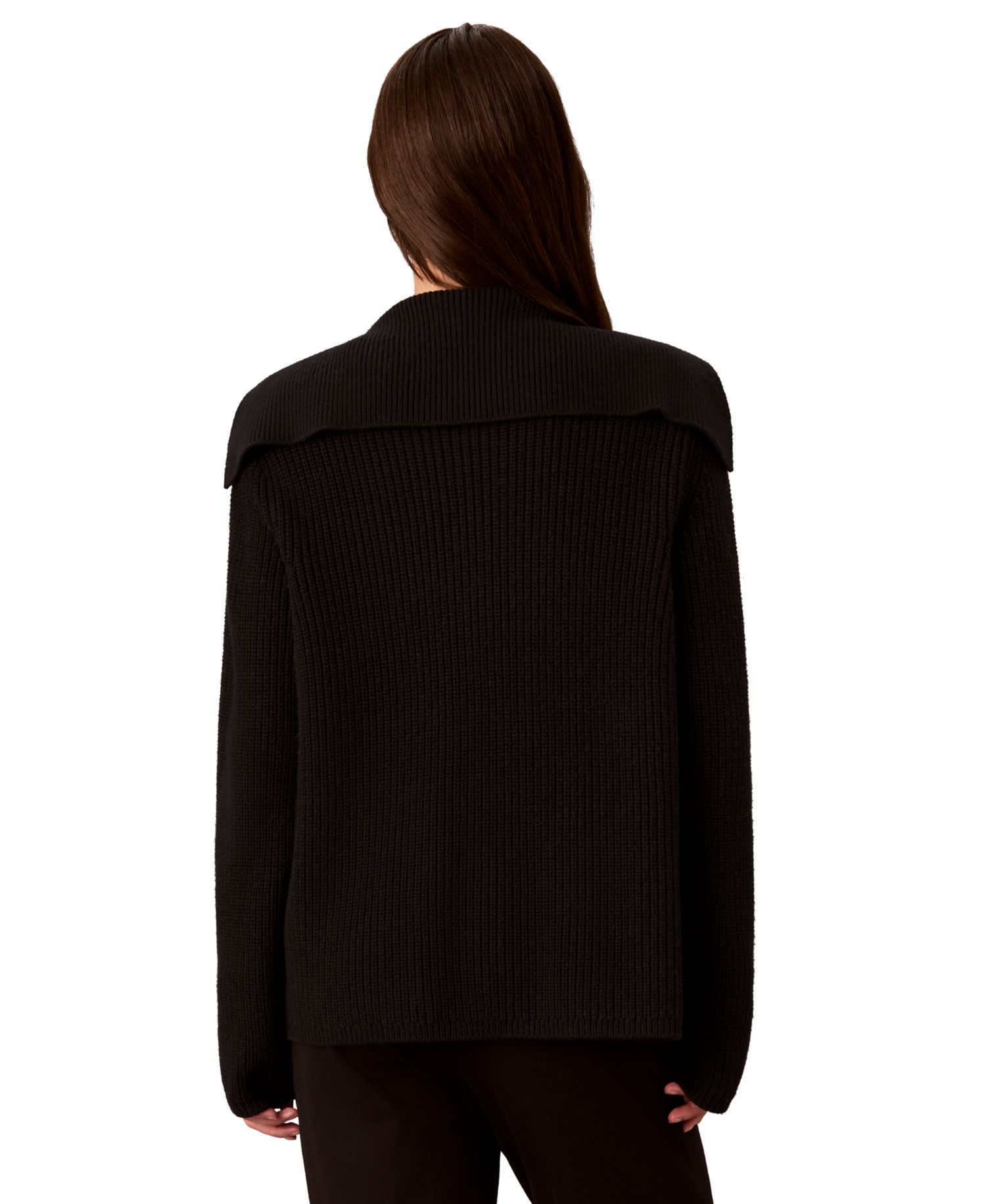 Women's Open-Front Collared Wool-Blend Cardigan Sweater