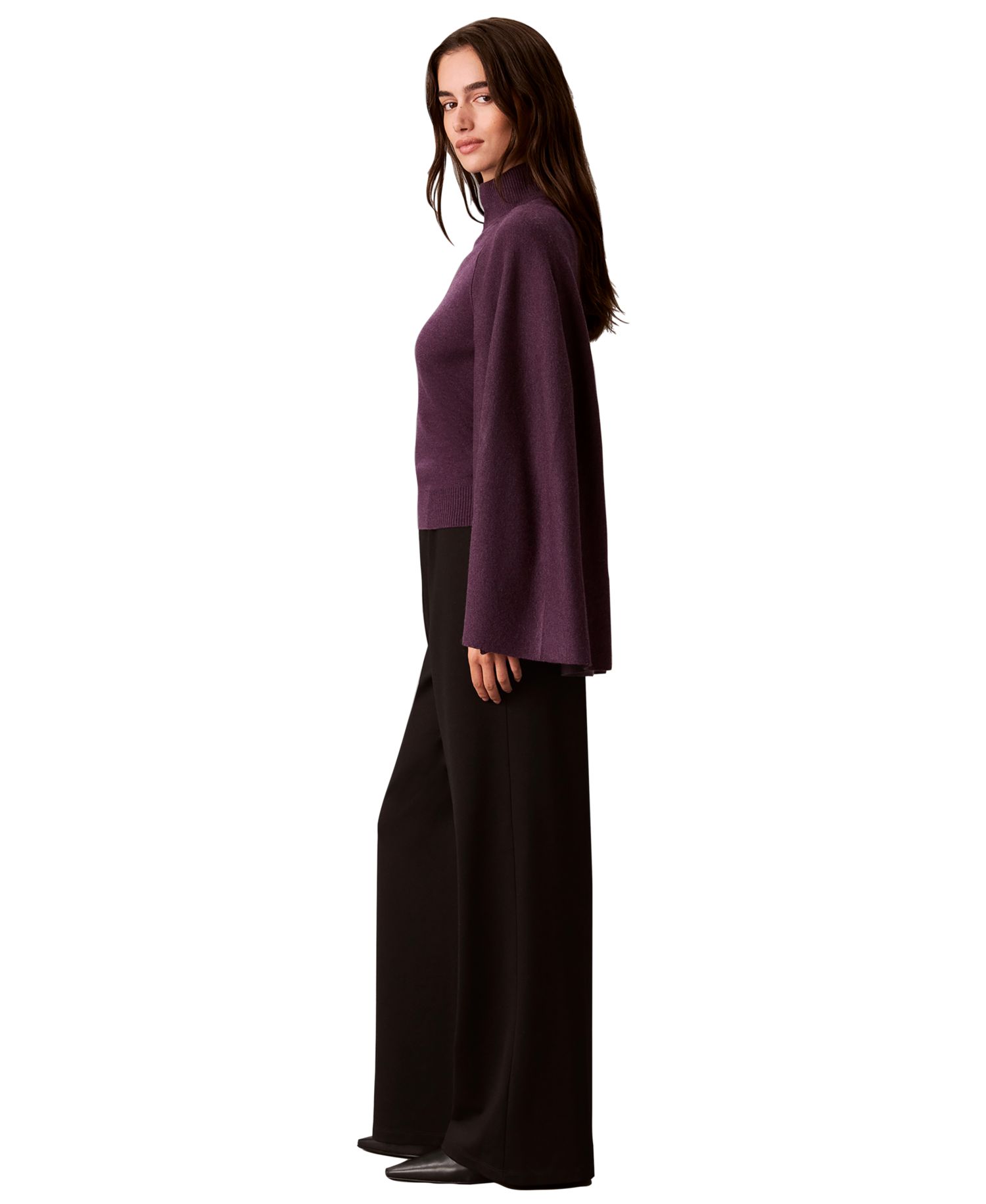 Women's Sleeveless Mock Neck Cape Top
