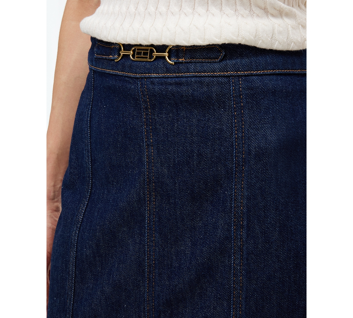 Tommy Hilfiger Women's Claire High-Waisted Midi Denim Skirt