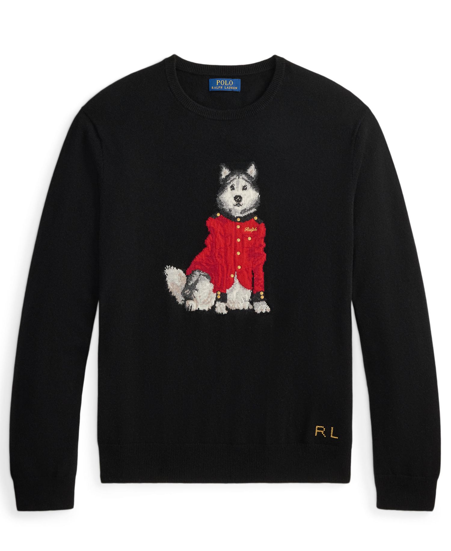 Men's Dog-Intarsia Cashmere Sweater