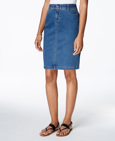Charter Club Tummy-Control Denim Skirt, Only at Macy's