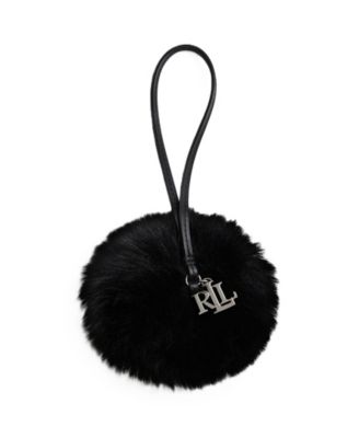 Lauren Ralph Lauren Leather and Shearling Pom-Pom Bag Charm - Macy's