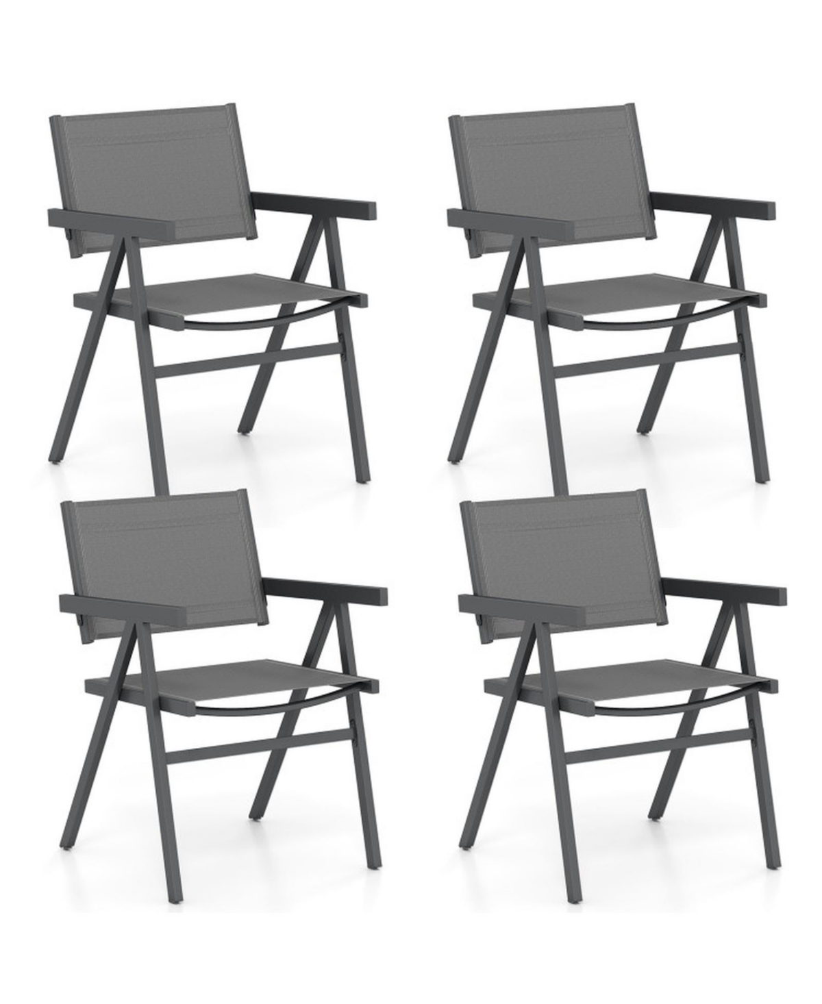 Gouun Outdoor Patio Dining Chairs Set of 4 with Breathable Fabric Seat