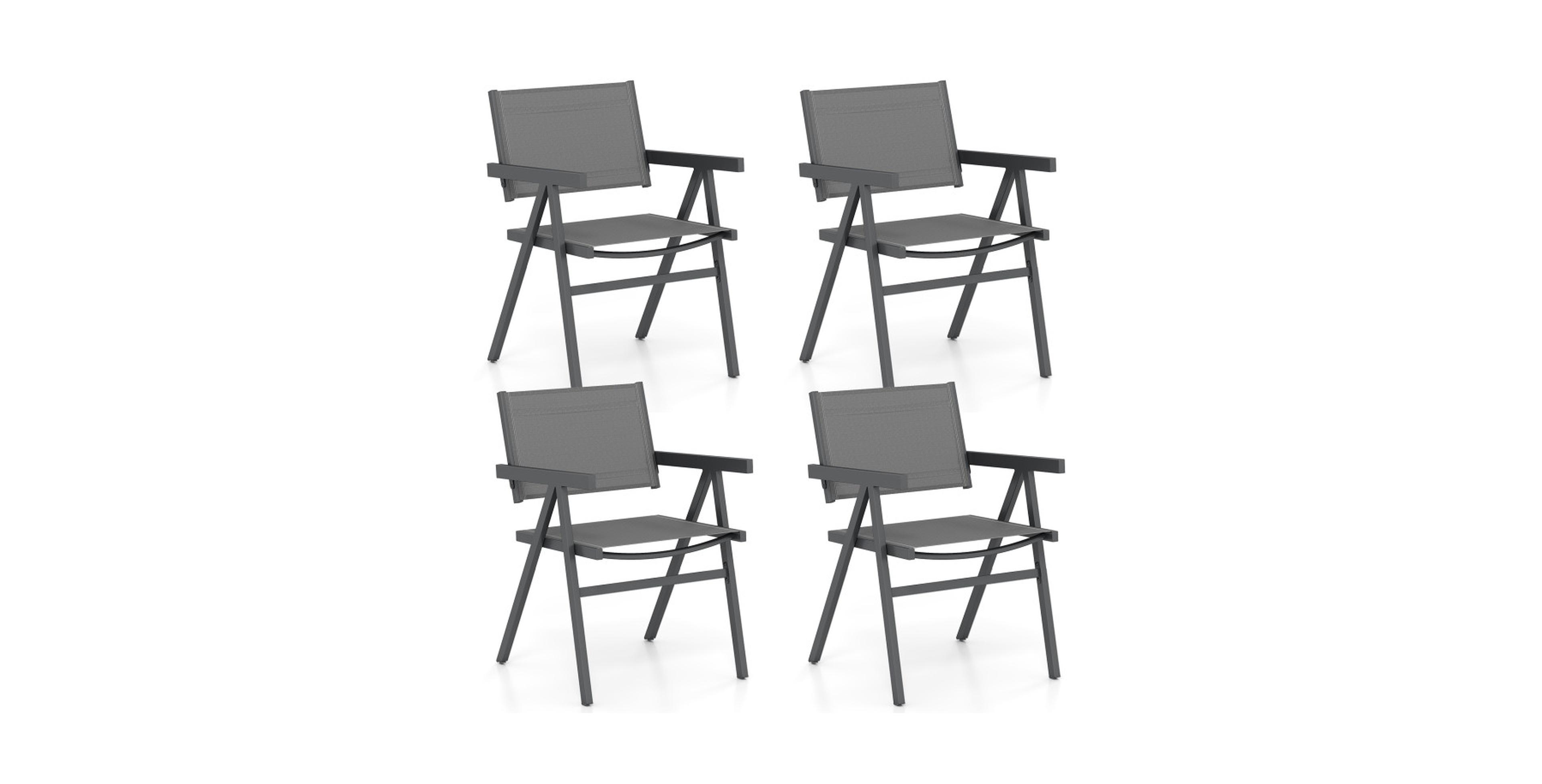 Gouun Outdoor Patio Dining Chairs Set of 4 with Breathable Fabric Seat