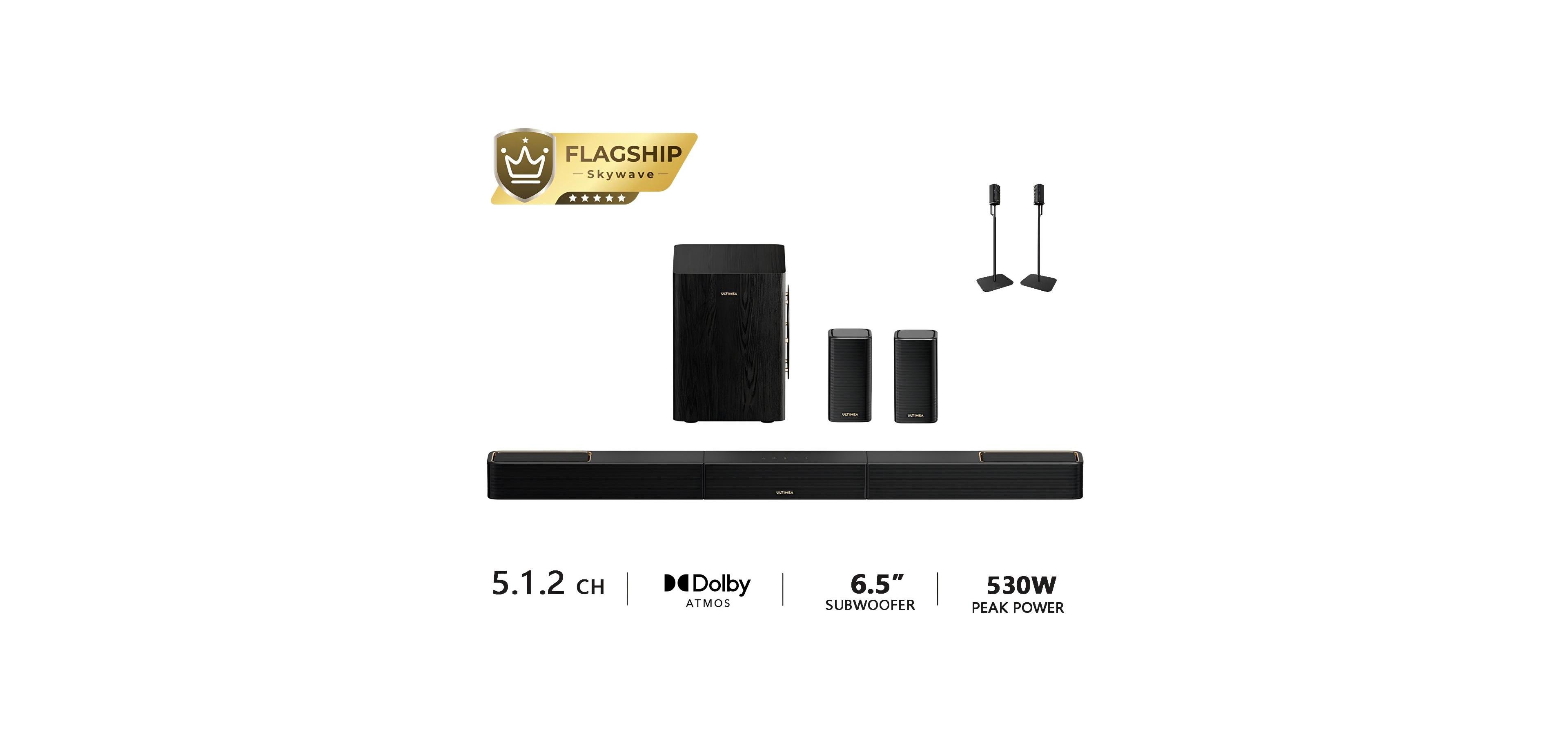 Ultimea Skywave X40 5.1.2-Channel 530W Dolby Atmos Wireless Soundbar System