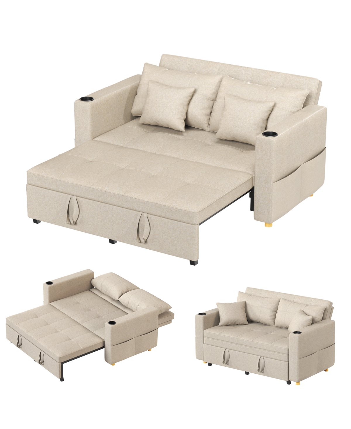Aecojoy 31.5" Sleeper Chair, Convertible Chair Bed for Adults, 3-in-1 Pull Out Sofa