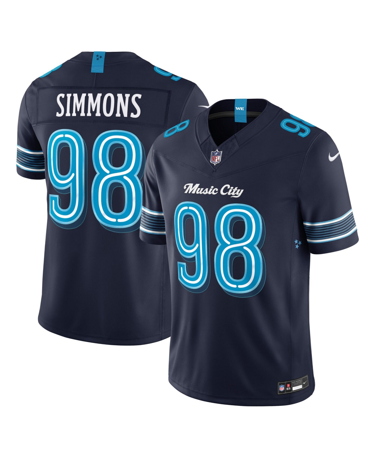 Nike Men's Jeffery Simmons College Navy Tennessee Titans 2026 Rivalries Collection Vapor F.u.s.e Stitched Limited Jersey