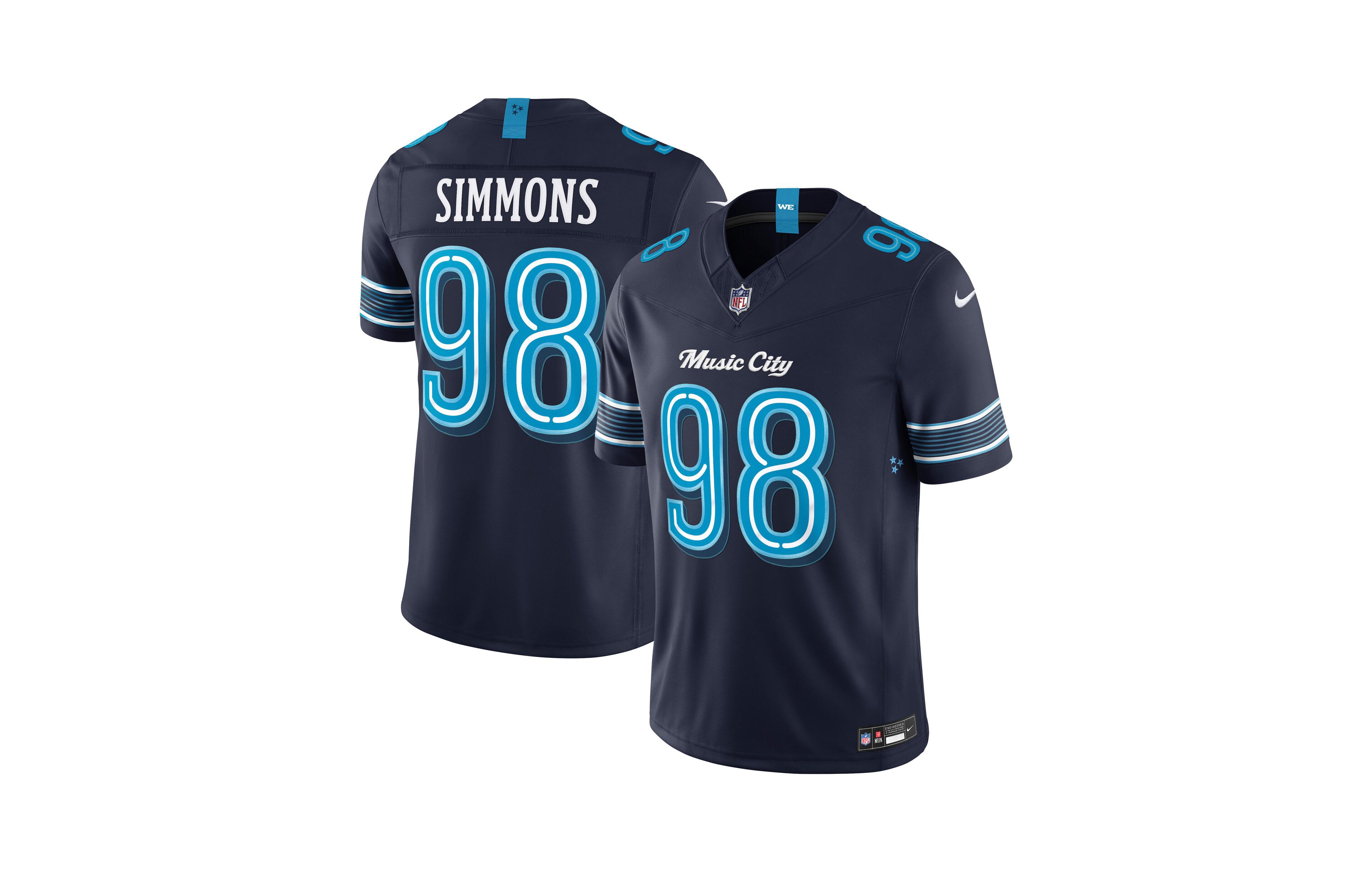 Nike Men's Jeffery Simmons College Navy Tennessee Titans 2026 Rivalries Collection Vapor F.u.s.e Stitched Limited Jersey