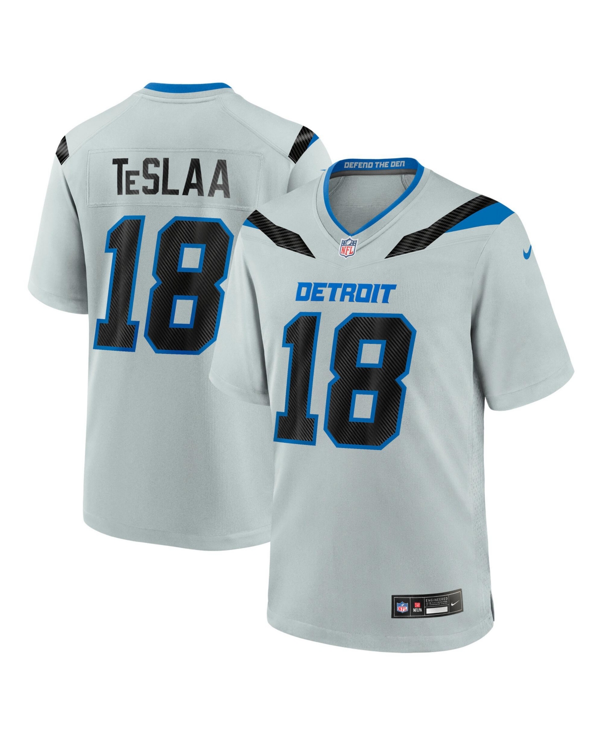 Nike Men's Isaac Teslaa Silver Detroit Lions 2026 Rivalries Collection Game Jersey