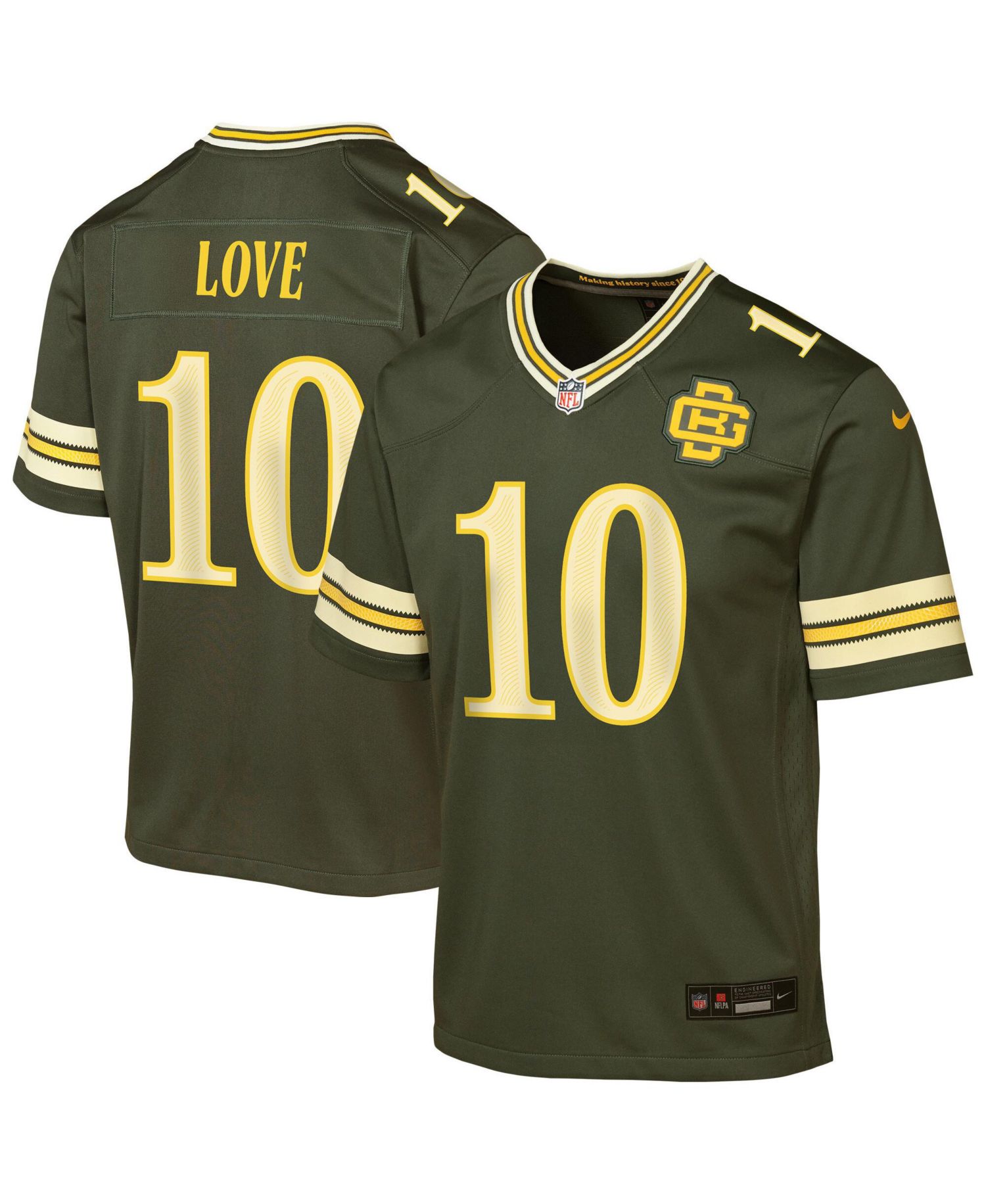 Big Boys and Girls Jordan Love Green Bay Packers 2026 Rivalries Collection Game Jersey