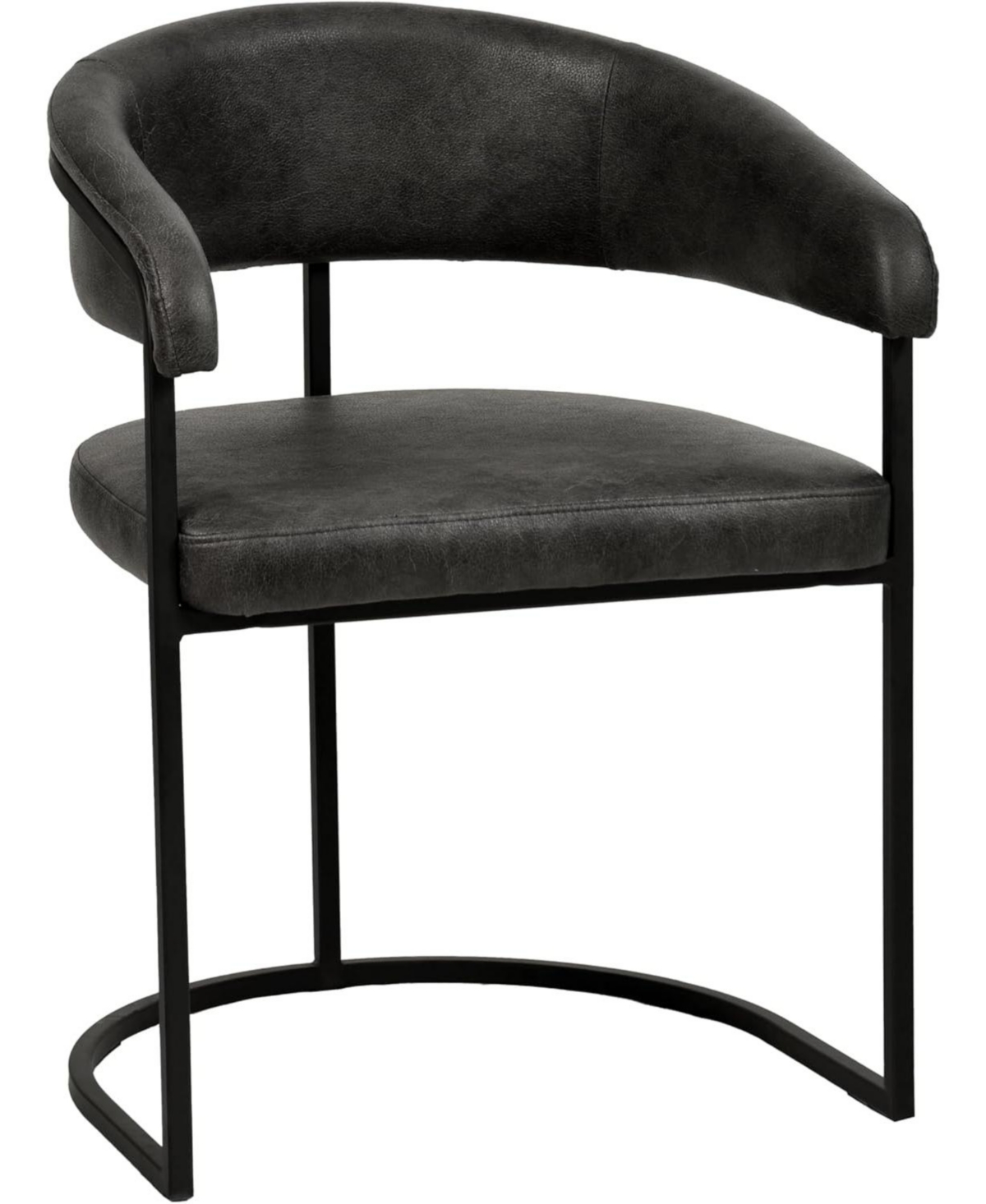LeisureMod Leather Dining Chair Set of - Upholstered Kitchen Accent with Curved Open-Back Design, Padded Seat